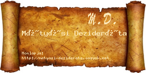 Mátyási Dezideráta névjegykártya